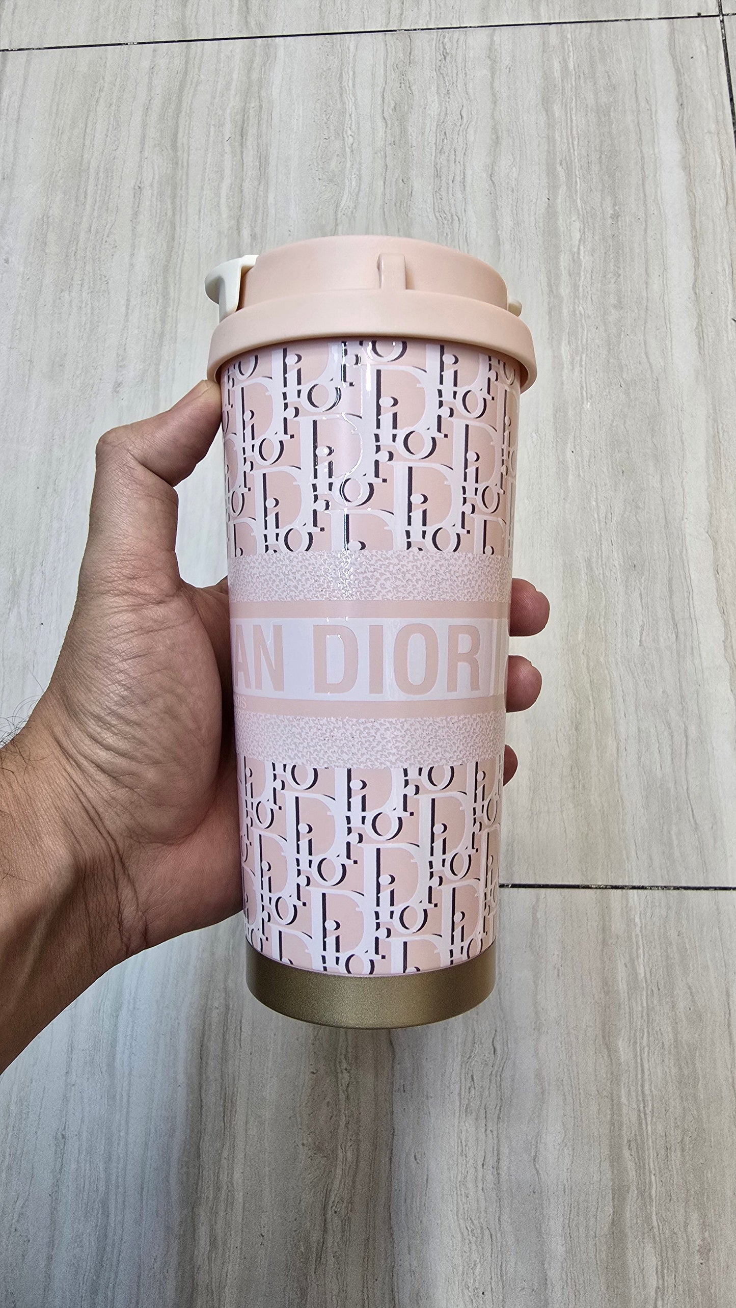Christian Dior Oblique Travel Coffee Tumbler – Reusable Cup for Hot & Cold Drinks